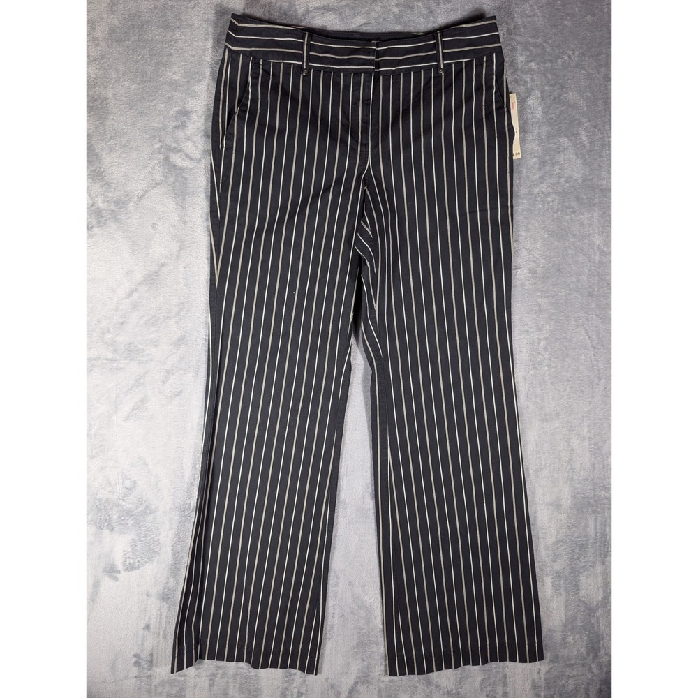 Tommy Hilfiger Women's Navy Blue Pinstripe Cotton Flare Dress Pants Size 8 NWT